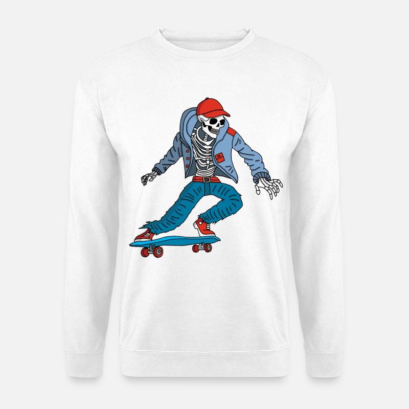 Skeleton on a skateboard - Unisex Sweatshirt - white