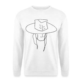 Breitkrempe Silhouette Hut - Unisex Pullover - Weiß - Vorne