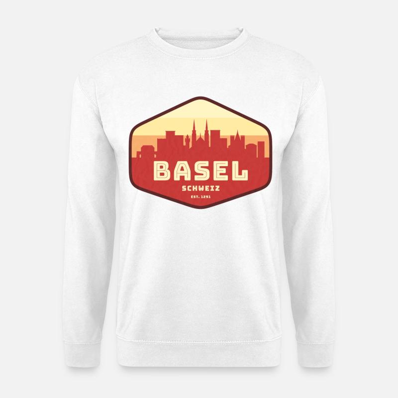 Basel Skyline Retro Abzeichen - Unisex Pullover - Weiß
