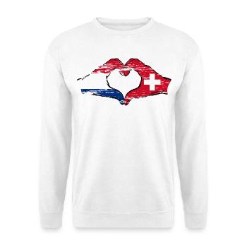 Holland Switzerland Flag Hands Heart Shape Used - Unisex Sweatshirt - white - Front