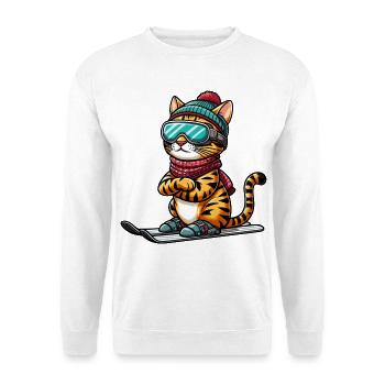 Ski Bengalkatze, Skifahrer Katze - Unisex Pullover - Weiß - Vorne