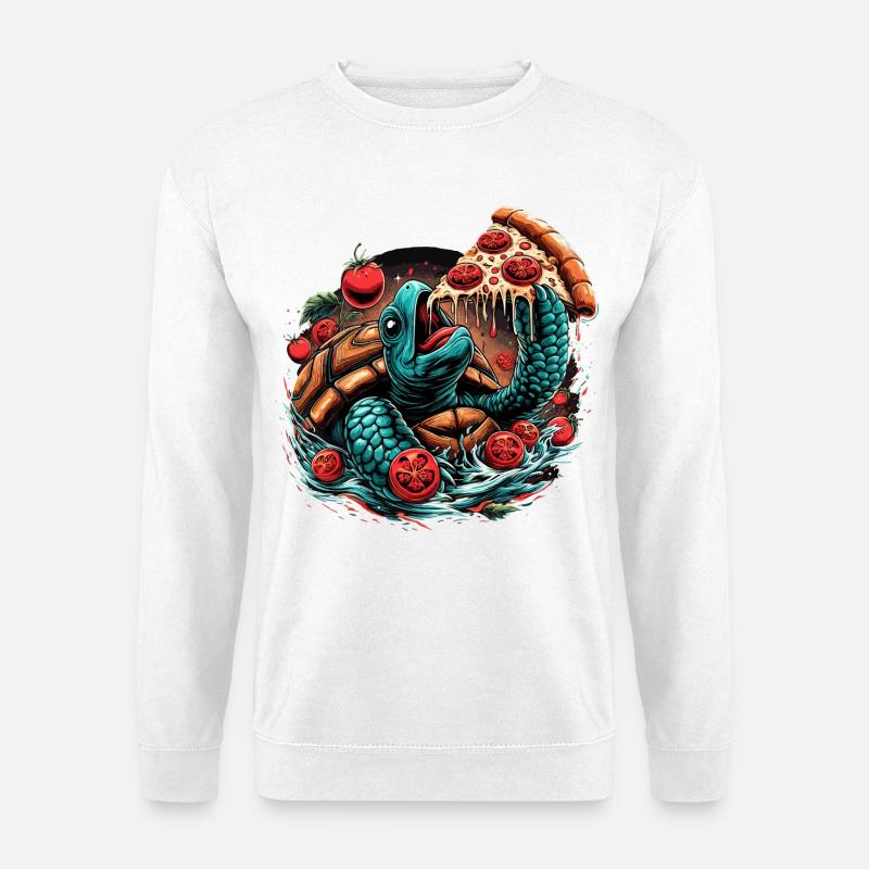 Turtle Pizza Tomato Design - Unisex Sweatshirt - white