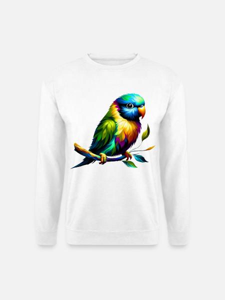 Regenbogensittich (01) - Unisex Pullover - Weiß