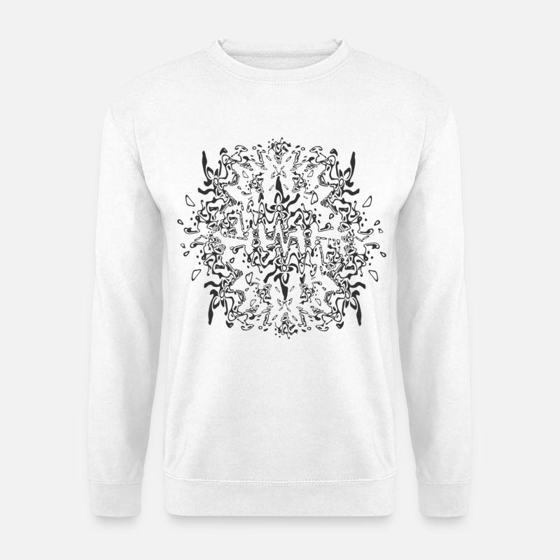 Abstraktes Schwarzes Mandala Muster - Unisex Pullover - Weiß