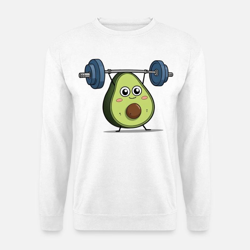 Niedliches Avocado-Gewichtheben - Bodybuilder heben - Unisex Pullover - Weiß