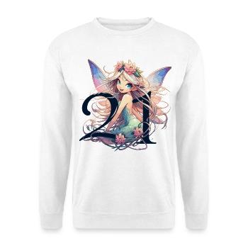 21 Years Fairy Elf Cute Blonde Birthday Gift - Unisex Sweatshirt - white - Front