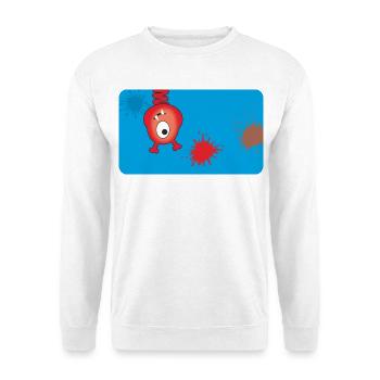 Monstre rouge et éclaboussures de couleur - Bleu - Sweat-shirt Unisexe - blanc - Devant