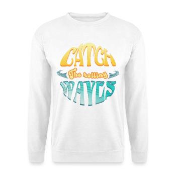 Surfen und CatchTheWaves - Unisex Pullover - Weiß - Vorne - Alina (178cm) & Michal (187cm)
