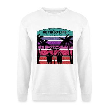 Vie de retraité avec plage et palmiers. - Sweat-shirt Unisexe - blanc - Devant