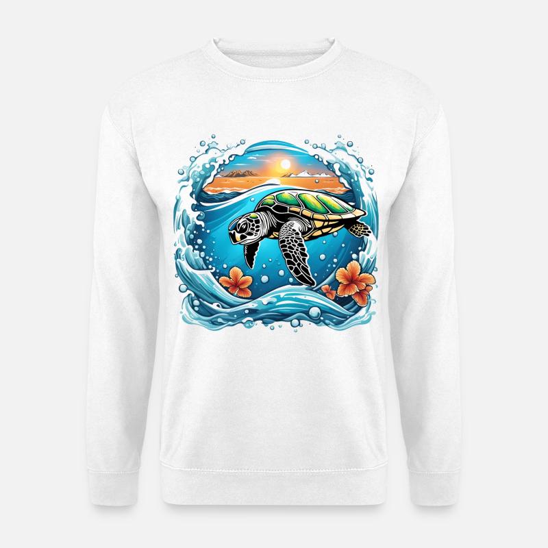 Sunset turtle by the sea - Unisex Sweatshirt - white