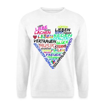 Text Herz Leben Liebe Frieden - Unisex Pullover - Weiß - Vorne