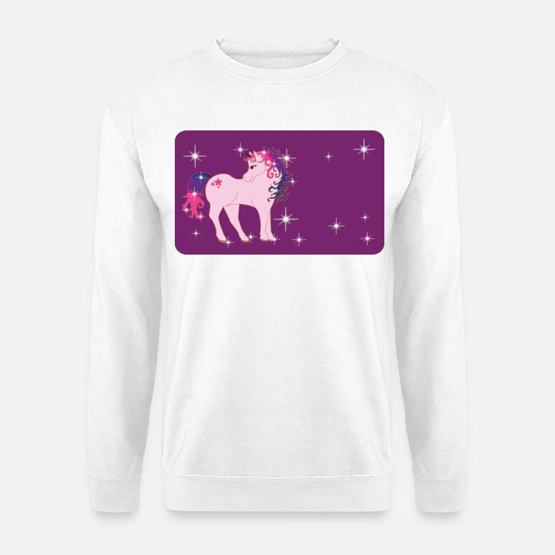 Fantasy Einhorn mit Sternchen - lila  - Unisex Pullover - Weiß