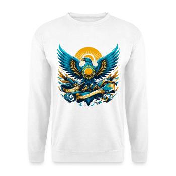 Kasachstan Adler Flagge Fahne dynamisch Geschenk - Unisex Pullover - Weiß - Vorne