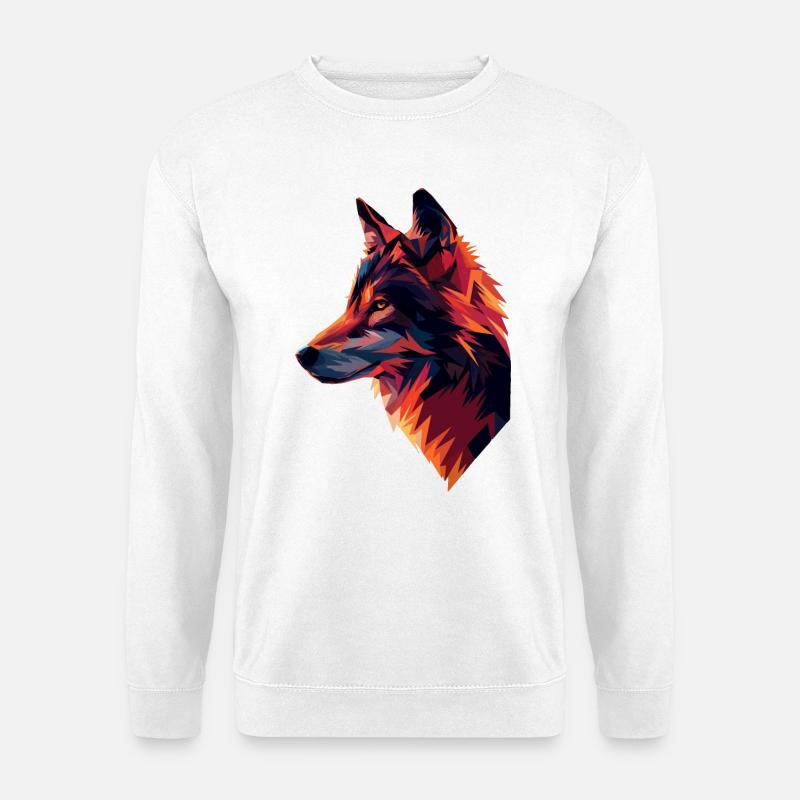 Bunte Wolfsillustration - Unisex Pullover - Weiß