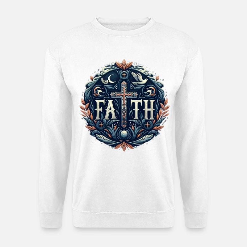 Glaube Kreuz Ornament - Unisex Pullover - Weiß