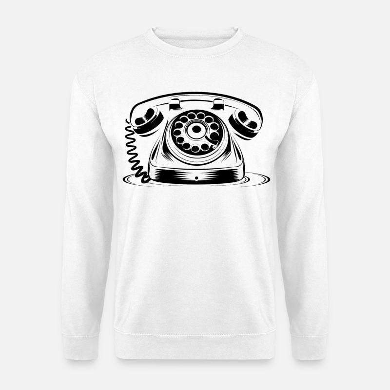 Oldschool Telefon Zeichnung - Unisex Pullover - Weiß