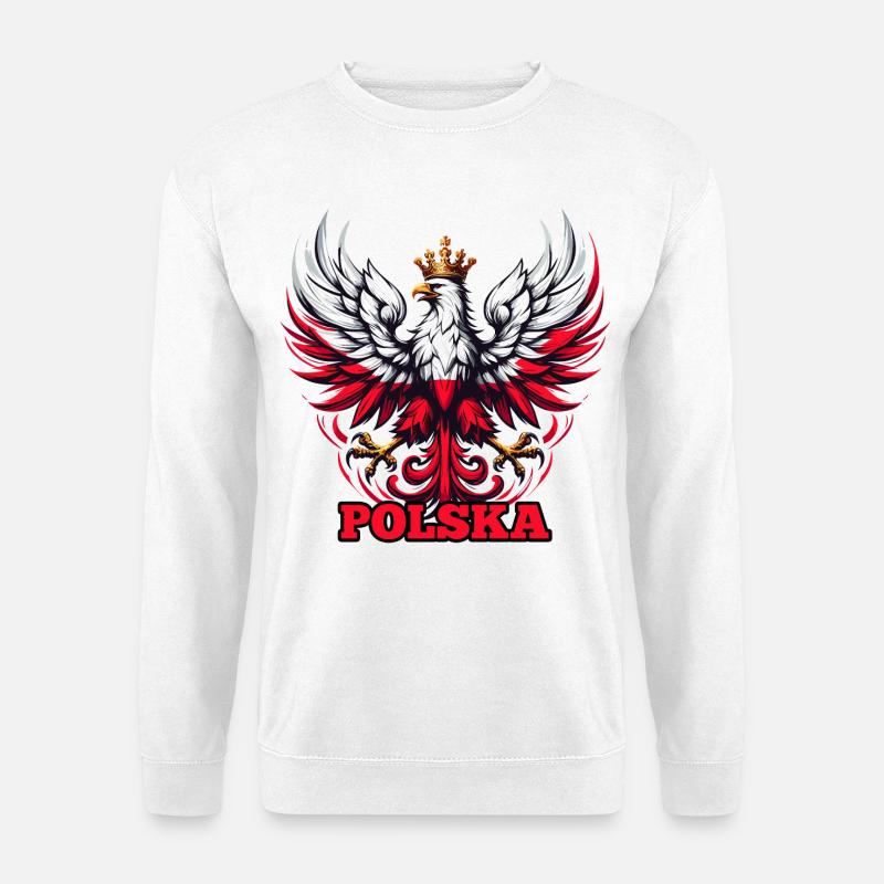 Polen Polska polnisch Flagge Fahne Geschenk - Unisex Pullover - Weiß