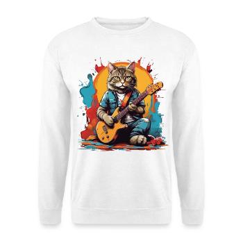 Cat With Guitar - Unisex Sweatshirt - white - Front