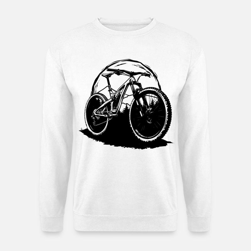 Mountainbiking Zeichnung - Unisex Pullover - Weiß