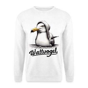 Wattvogel Coole Möwe mit Kapuze - Unisex Pullover - Weiß - Vorne