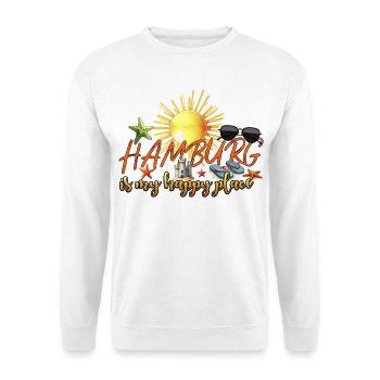 Hamburg is my happy place Urlaubsreise Nordsee - Unisex Pullover - Weiß - Vorne