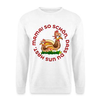 MUTTERTAG HÜHNER FAMILIENMAMA - Unisex Pullover - Weiß - Vorne