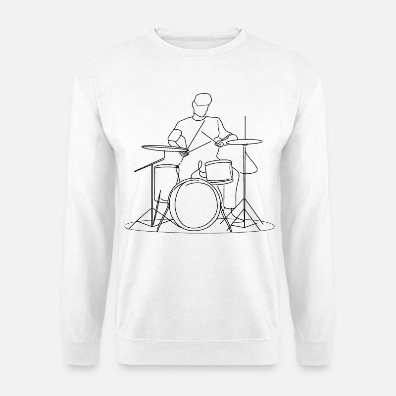Schlagzeuger Skizze - Unisex Pullover - Weiß