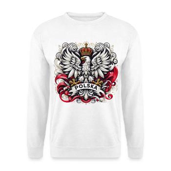 Poland Polska Polish Coat of Arms Eagle Flag Gift - Unisex Sweatshirt - white - Front