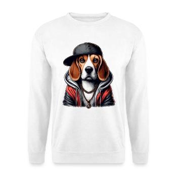 Cadeau Cappy pour chien Beagle Gangsta - Sweat-shirt Unisexe - blanc - Devant