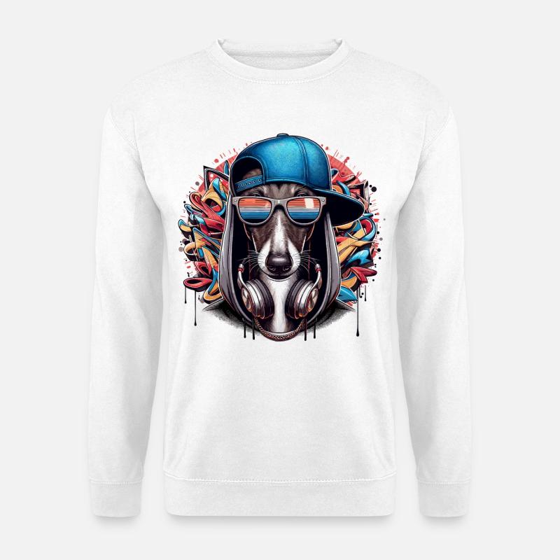Windhund Gangsta Hund Graffiti Geschenk - Unisex Pullover - Weiß