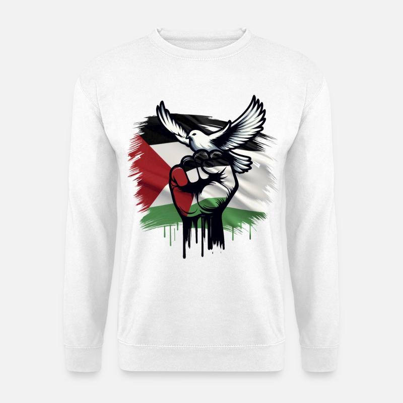Palestina Friedenstaube Rafah Gaza - Unisex Pullover - Weiß