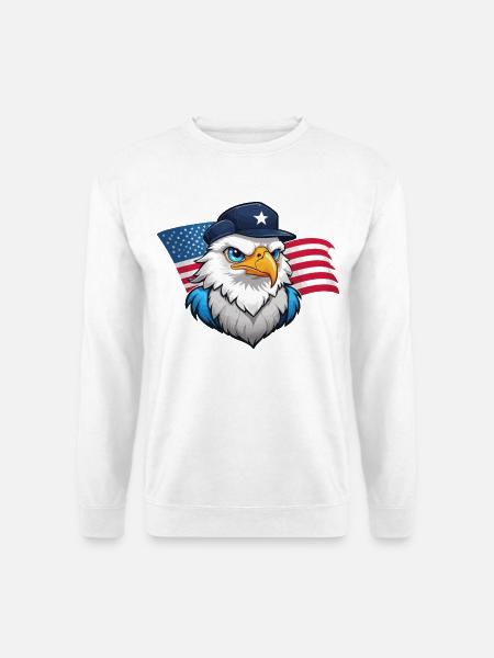 USA Adler mit Fliegermütze - Unisex Pullover - Weiß