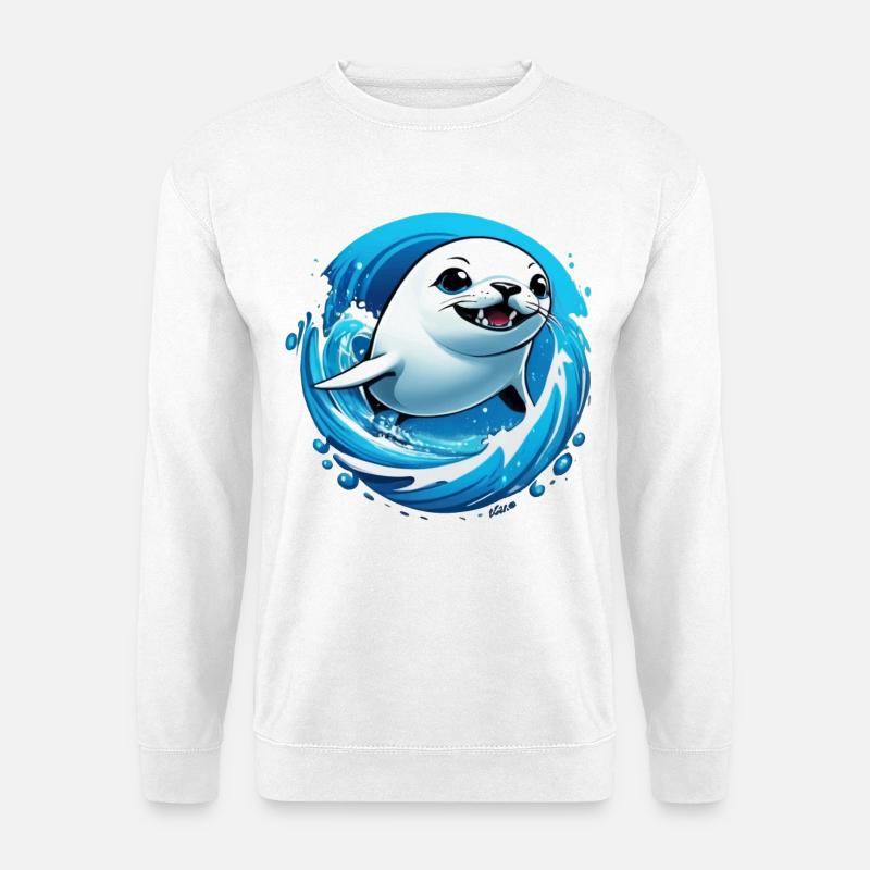 Robbe Robben Meer - Unisex Pullover - Weiß