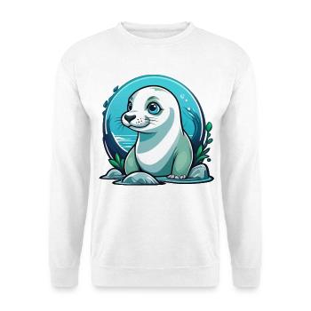 Young seal on a discovery tour - Unisex Sweatshirt - white - Front