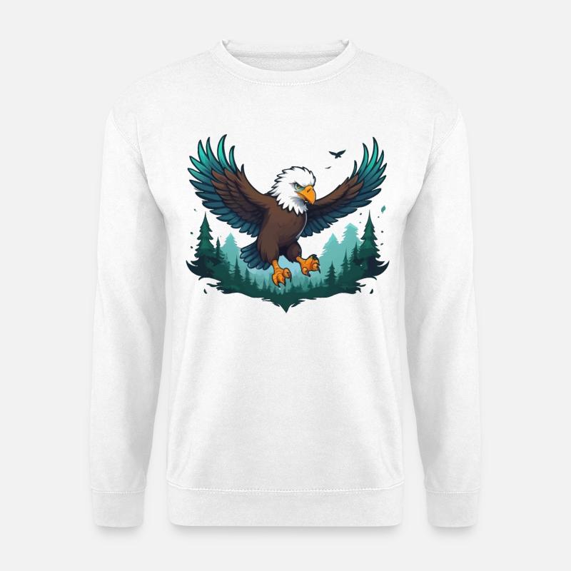 Eagle flies over forest - Unisex Sweatshirt - white
