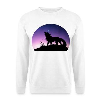 Voyage d'un Loup Stellaire - Silouhette Nocturne - Sweat-shirt Unisexe - blanc - Devant