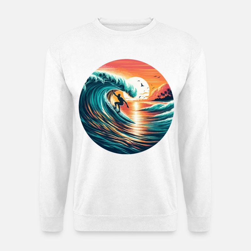 Sunset Surfer - Unisex Pullover - Weiß