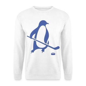 Pinguin Eishockey Silhouette Minimalistisch - Unisex Pullover - Weiß - Vorne