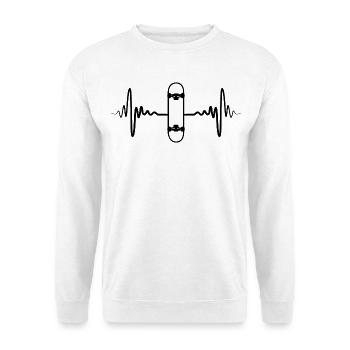 Skateboard Pulsschlag - Unisex Pullover - Weiß - Vorne
