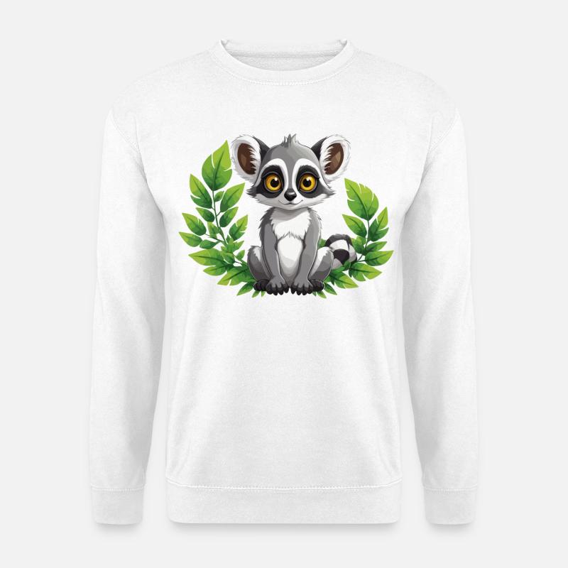 Lemur im Grünen - Unisex Pullover - Weiß