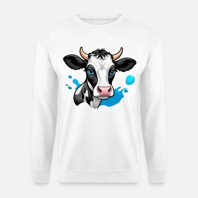 Süße Milchkuh mit blauen Augen - Unisex Pullover - Weiß