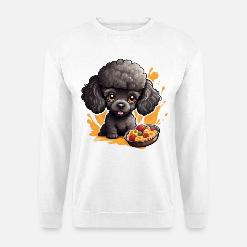 Schwarzer Pudel mit lecker Essen - Unisex Pullover - Weiß