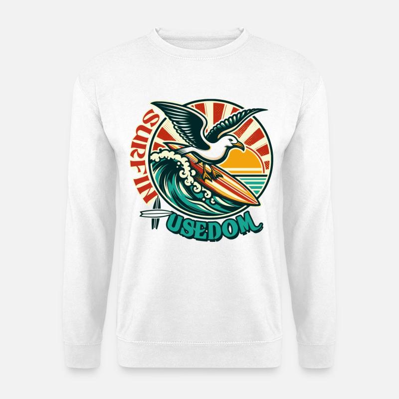 möwe Usedom T-Shirt – Ostsee Streetwear Design - Unisex Pullover - Weiß
