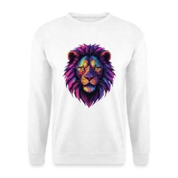 Löwe Löwenkopf geometrisch Geometrie bunt Geschenk - Unisex Pullover - Weiß - Vorne