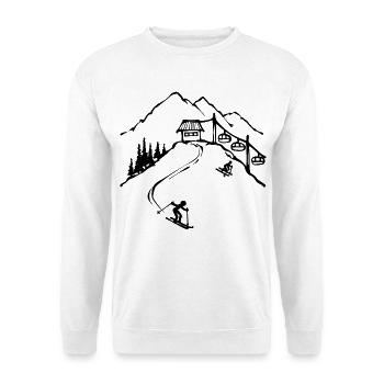 Schispringen Schifahren Wintersport Berg Skifahrer - Unisex Pullover - Weiß - Vorne