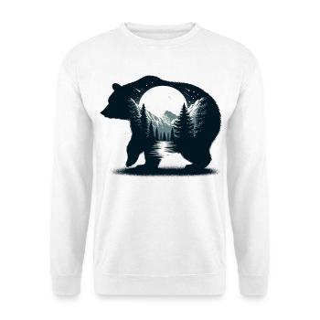Bären Silhouette Wildnis Vollmond Nacht - Unisex Pullover - Weiß - Vorne