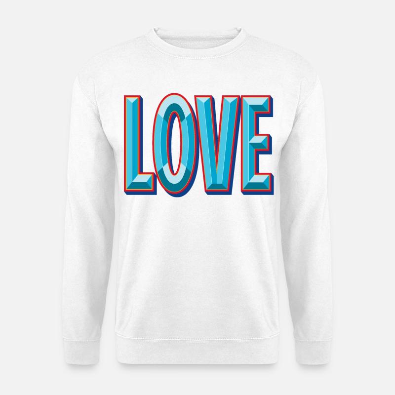 LOVE 3D-Ausschnitt - Unisex Pullover - Weiß