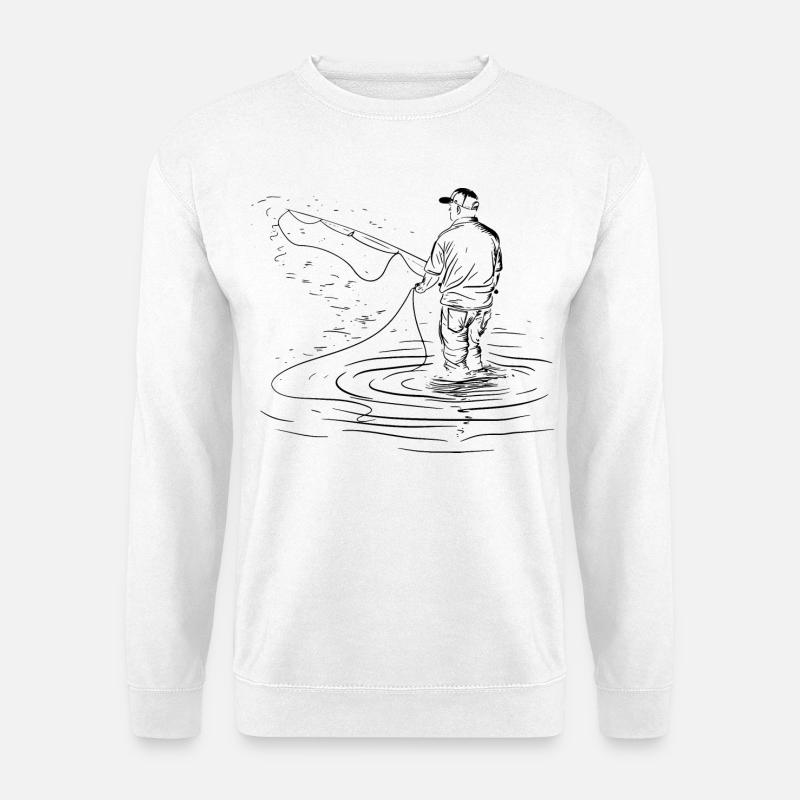 Angeln Zeichnung - Unisex Pullover - Weiß