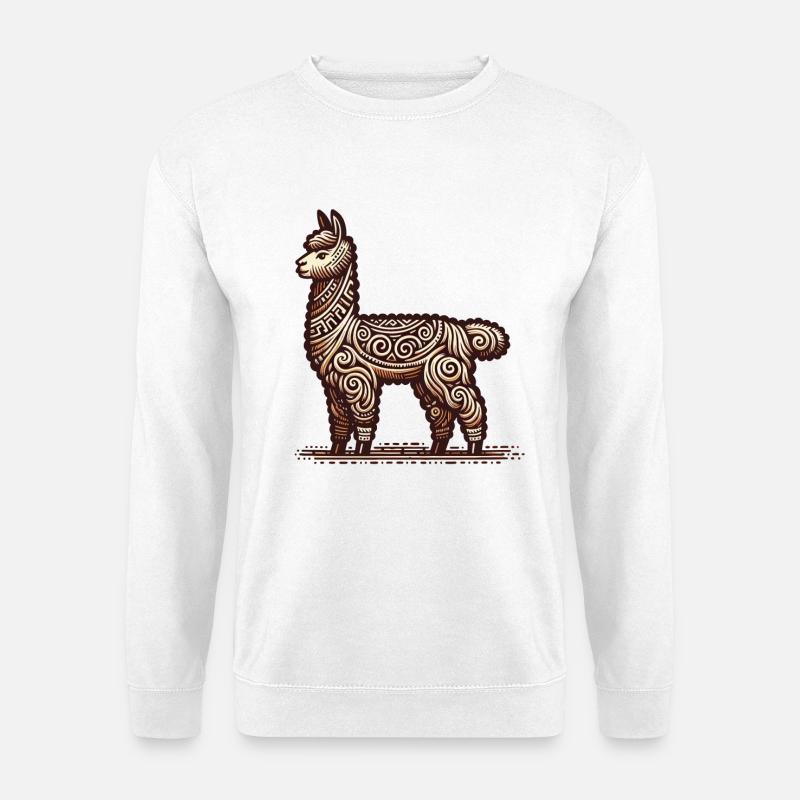 Lama mit Andenornament - Unisex Pullover - Weiß
