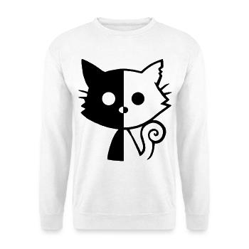 Yin und Yang Katze (schwarz) - Unisex Pullover - Weiß - Vorne